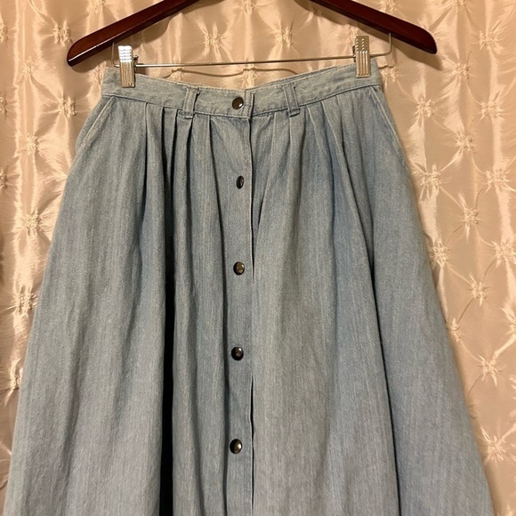 VTG 80s Blue Denim Button Front Maxi Jean Skirt Vintage Abiatti Collection - Picture 2 of 9